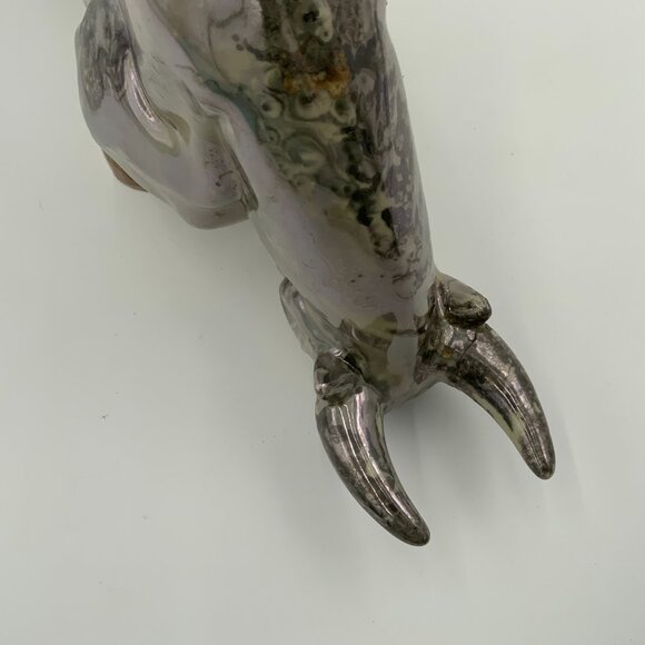 Charging Bull Porcelain Statue Silver Colored Marble Finish - Picture 9 of 11